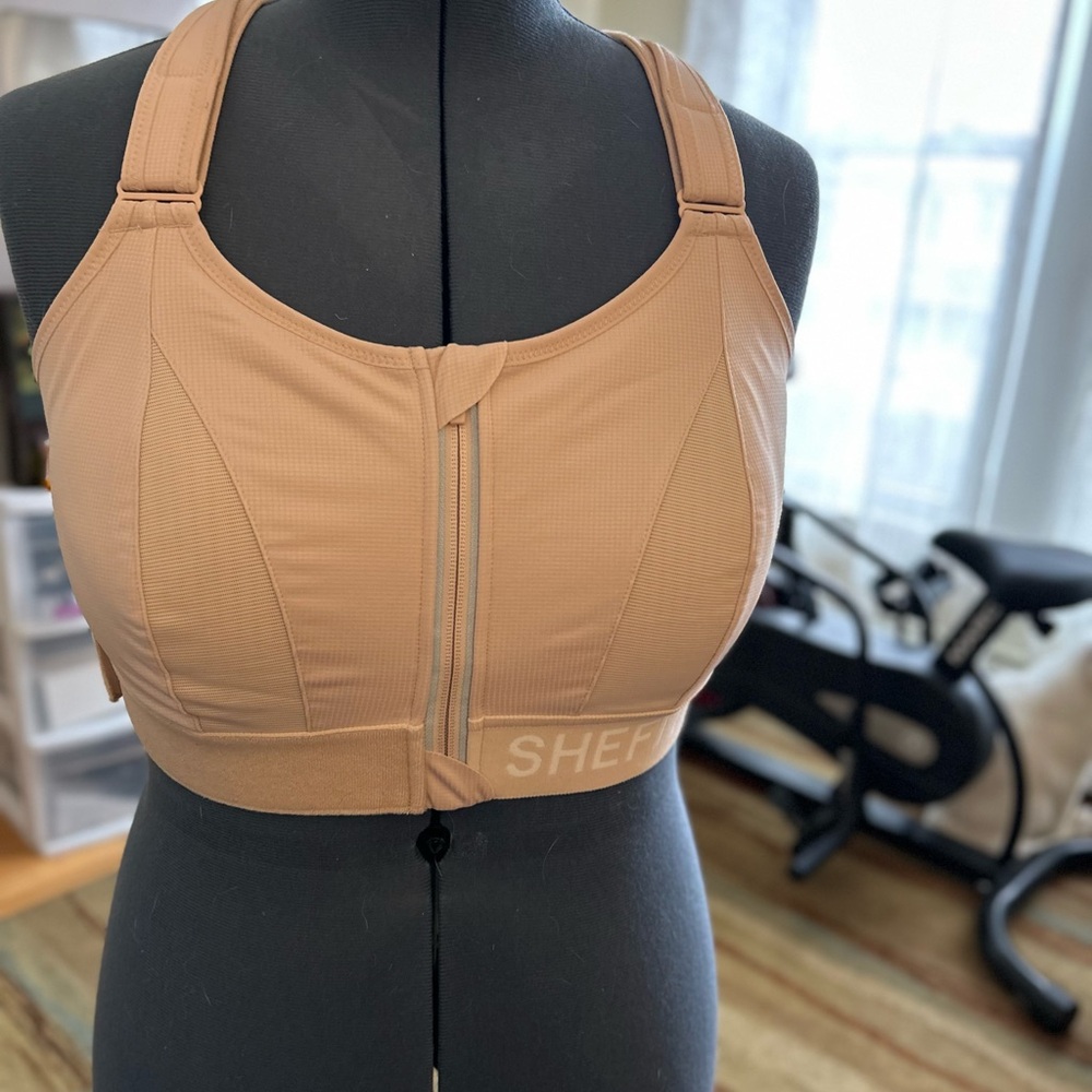 SHEFIT Tan Ultimate Sports Bra - High Impact with Front Zipper